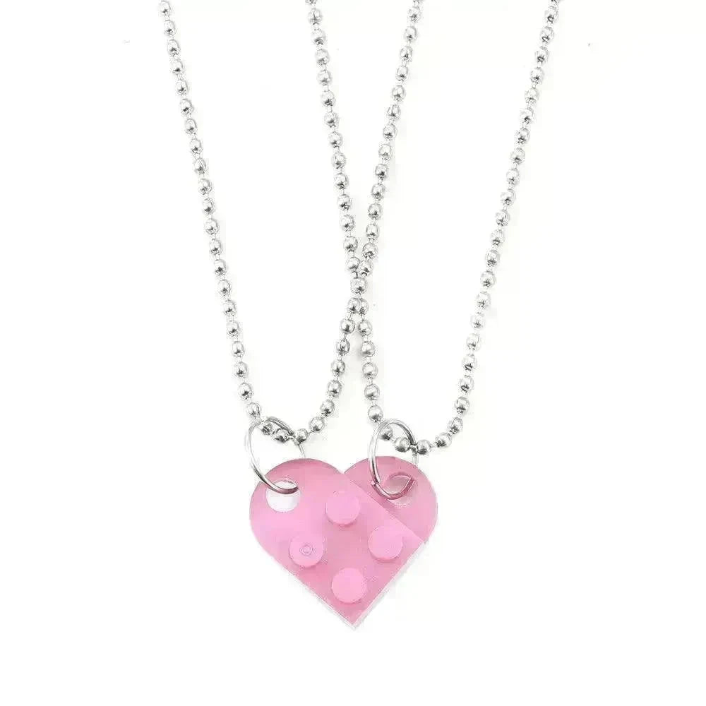 New Heart Shaped Stitching Acrylic Couple Necklace - EX-STOCK CANADA