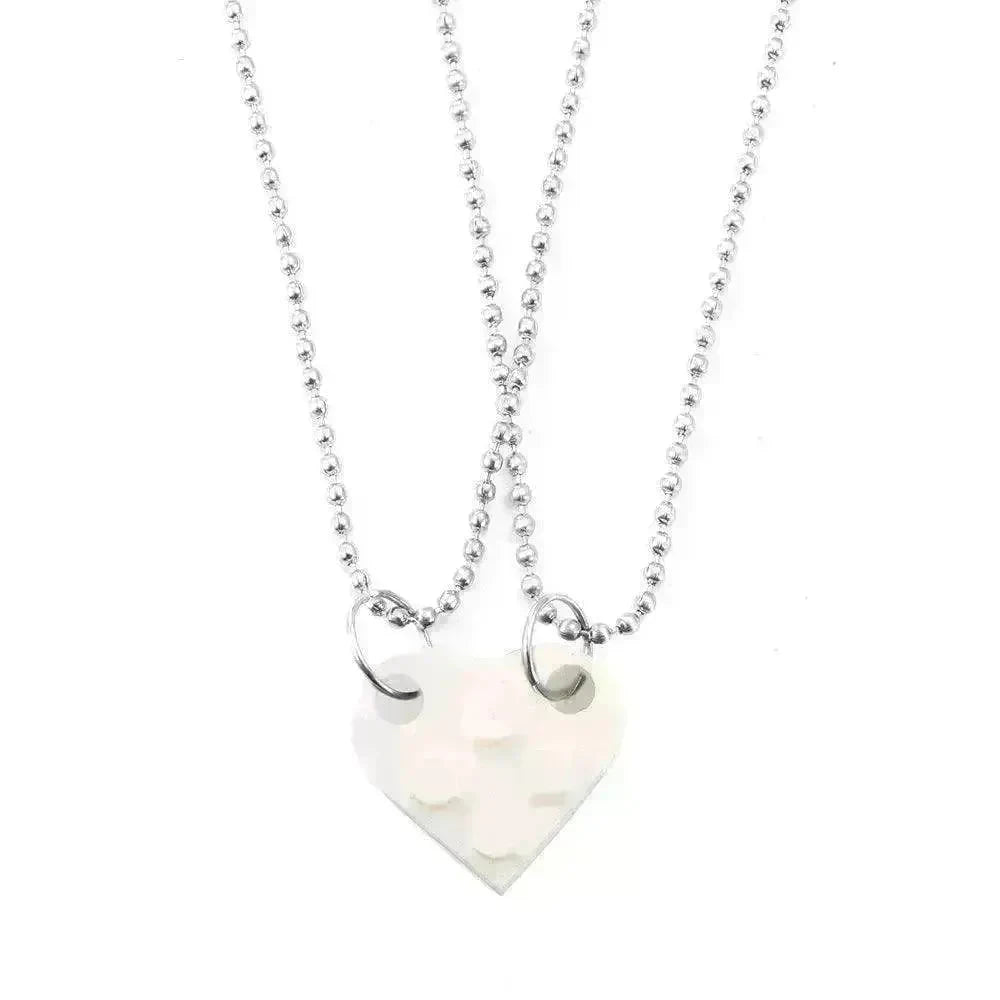 New Heart Shaped Stitching Acrylic Couple Necklace - EX-STOCK CANADA