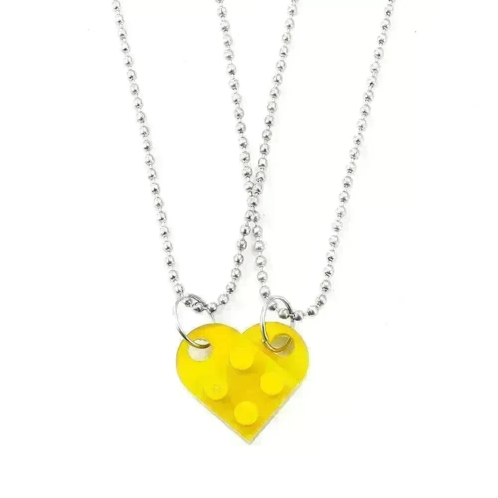 New Heart Shaped Stitching Acrylic Couple Necklace - EX-STOCK CANADA