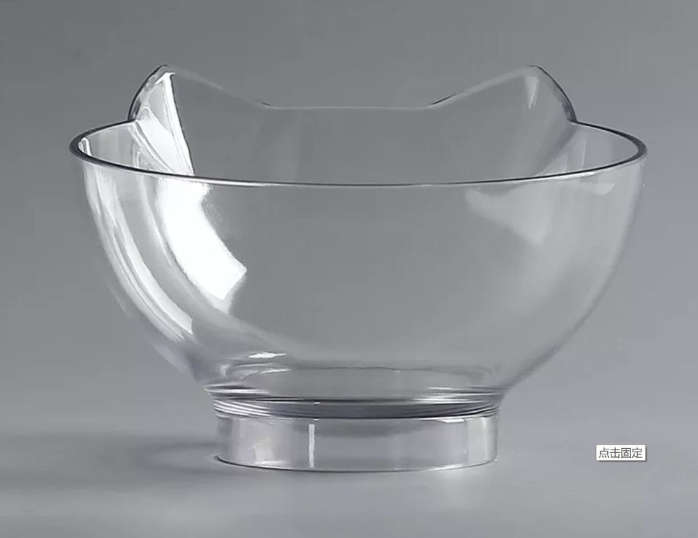 New Inclined Food Cat Ear Oblique Mouth Transparent Single Pet Bowl EX-STOCK Canada 