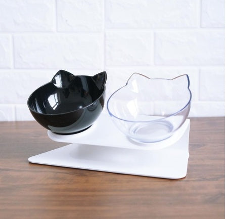 New Inclined Food Cat Ear Oblique Mouth Transparent Single Pet Bowl EX-STOCK Canada 