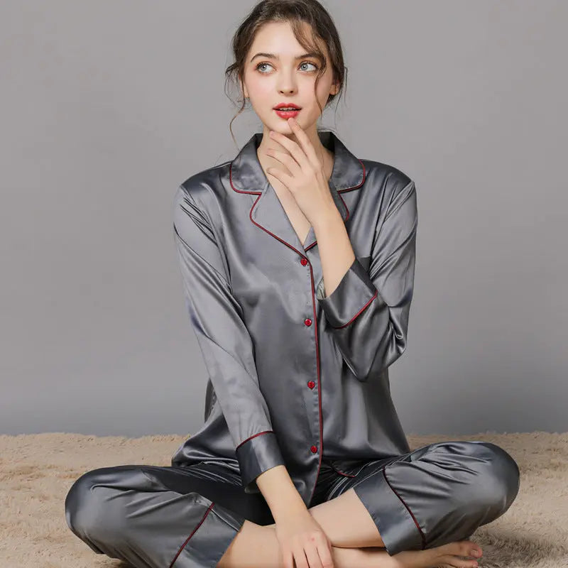 New Spring And Autumn Silk Couple Pajamas For Women - EX-STOCK Canada