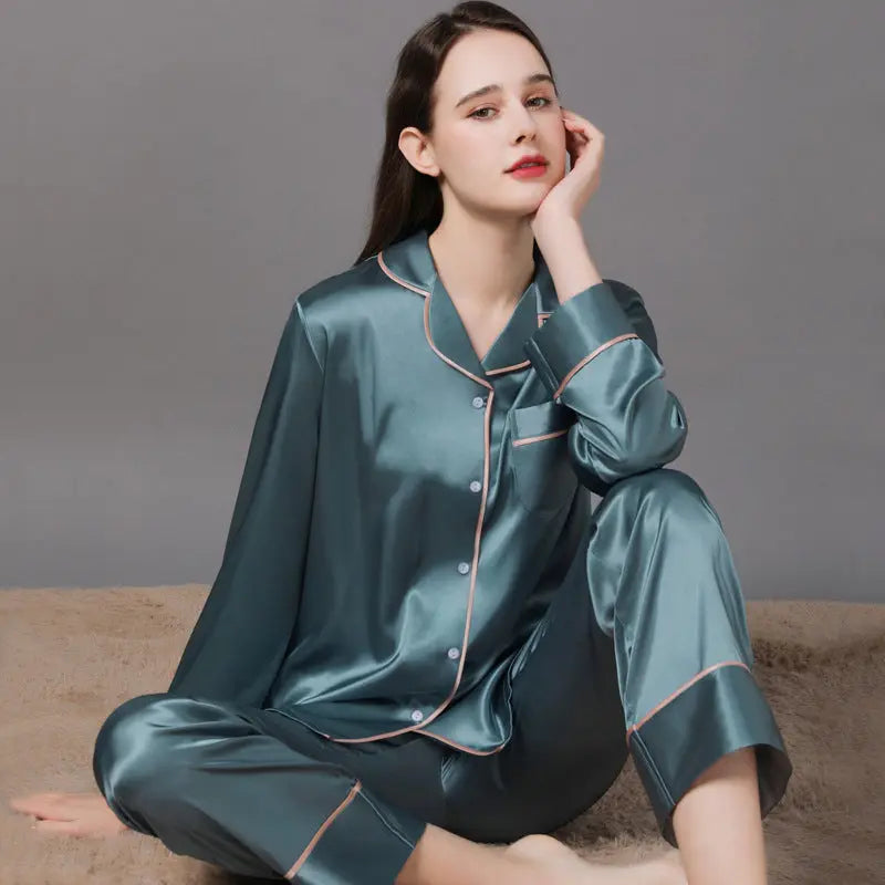 New Spring And Autumn Silk Couple Pajamas For Women - EX-STOCK Canada