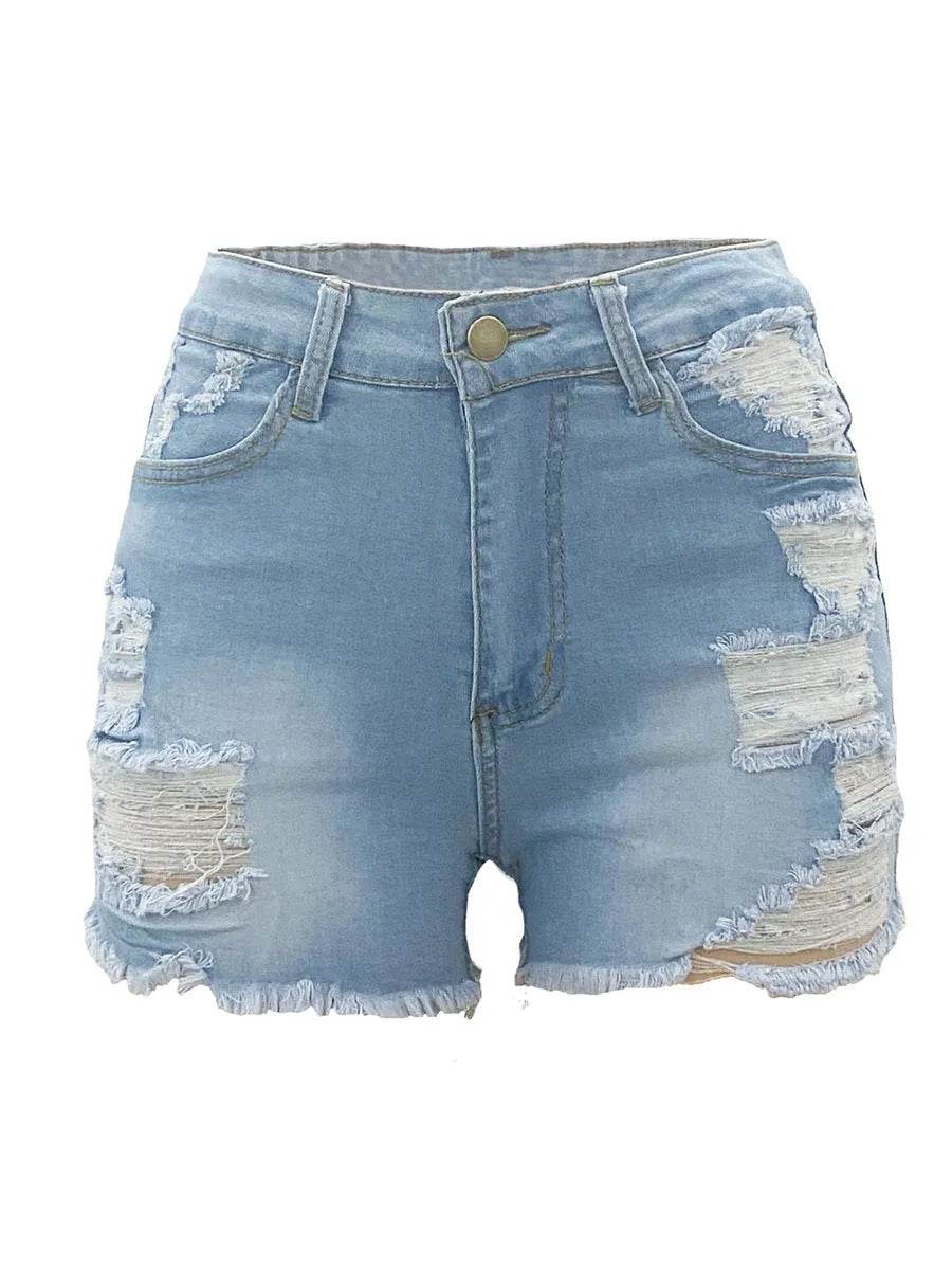 High Elastic Ripped Jeans Denim Shorts For Women - EX-STOCK Canada