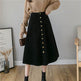 Retro Button A-line Fashion flared Corduroy Midi Skirt - EX-STOCK Canada