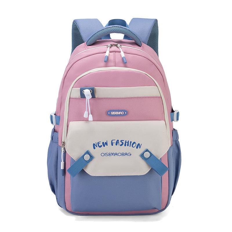 New Student Schoolbag Colorful Contrast Color Schoolbag EX-STOCK
