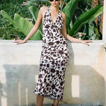 French Vest Printed Midi Floral Summer New Elegant Backless V-neck Halter Dress - EX-STOCK Canada