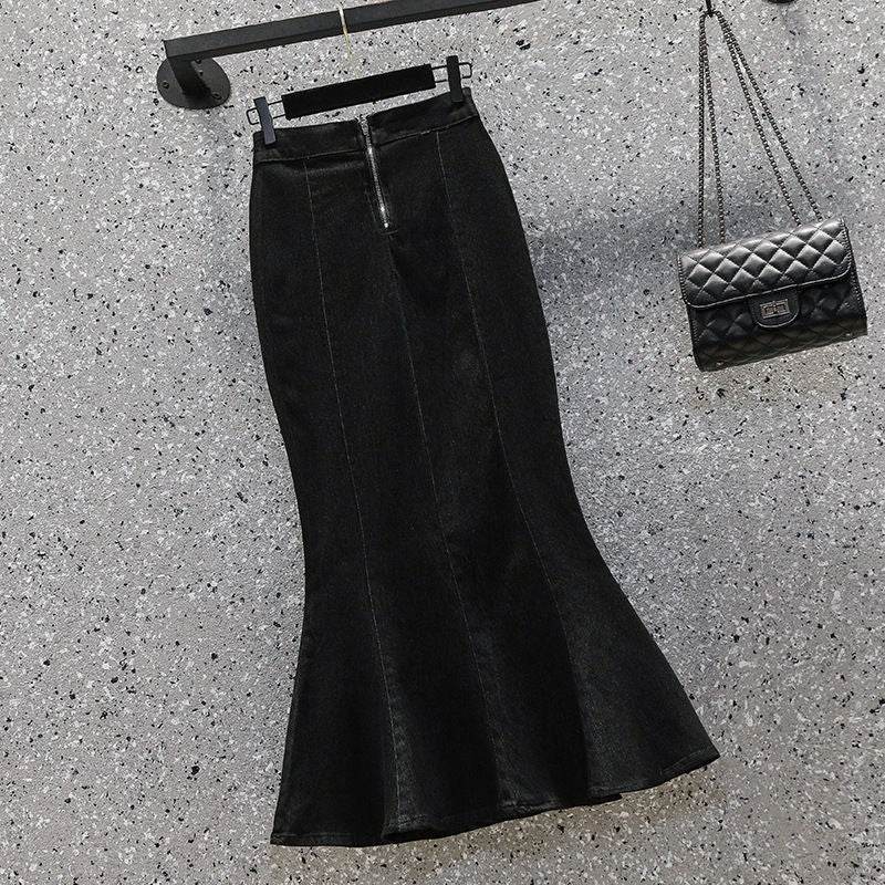 High Waisted Fish tail Mermaid Denim Midi Skirt - EX-STOCK Canada