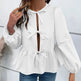 Casual Loose Lantern sleeve Buckle blouse Top For Women - EX-STOCK CANADA