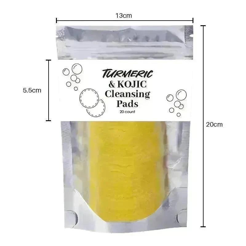 Turmeric and Kojic Exfoliating Cleansing Pads Compressed Facial Sponges Skin Exfoliator For Face Clogged Pores Excess Oil Cleansing - EX-STOCK CANADA