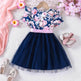 Girls Puff Sleeve Flower Printed Mesh Dress Baby girl dress gown - EX-STOCK Canada