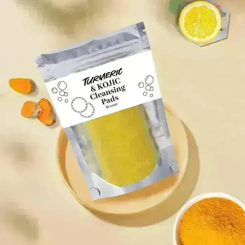 Turmeric and Kojic Exfoliating Cleansing Pads Compressed Facial Sponges Skin Exfoliator For Face Clogged Pores Excess Oil Cleansing - EX-STOCK CANADA