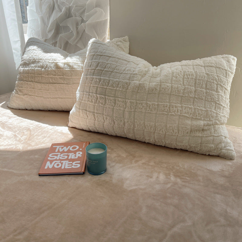 Rabbit Plush Four-piece Set Thickened Milk Fiber Sheets Coral Fleece Duvet Cover EX-STOCK Canada 