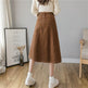 Retro Button A-line Fashion flared Corduroy Midi Skirt - EX-STOCK Canada