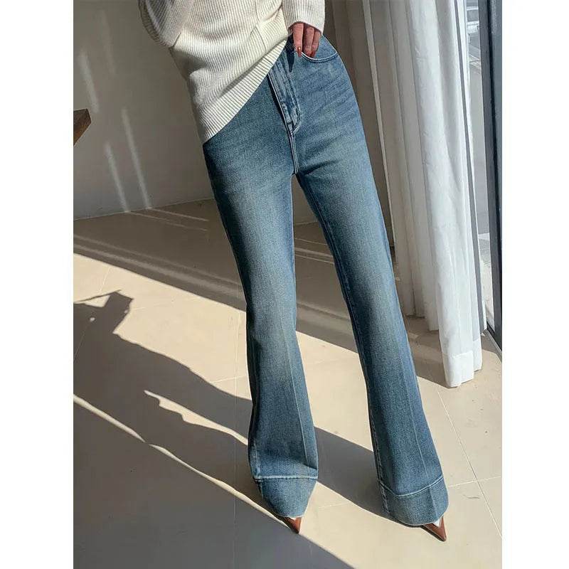 French Style Temperament Retro Washed Baggy Jeans Pant For Women - EX-STOCK Canada
