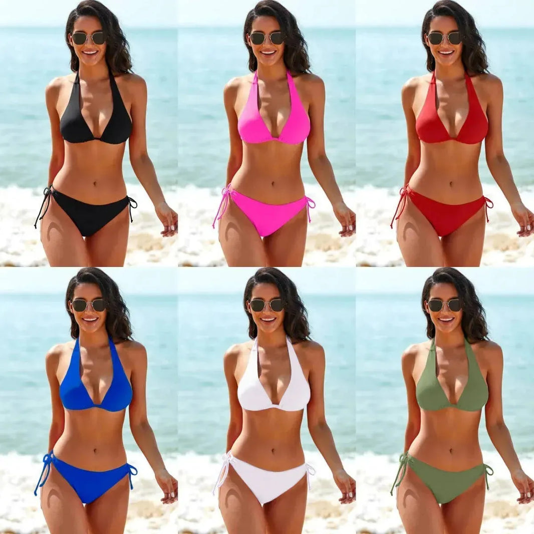 Sexy Bikini Swimsuit Strap Solid Color - EX-STOCK CANADA