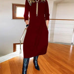 Autumn And Winter New All-matching Solid Color Loose Round-neck Long-sleeved Dress Women - EX-STOCK Canada