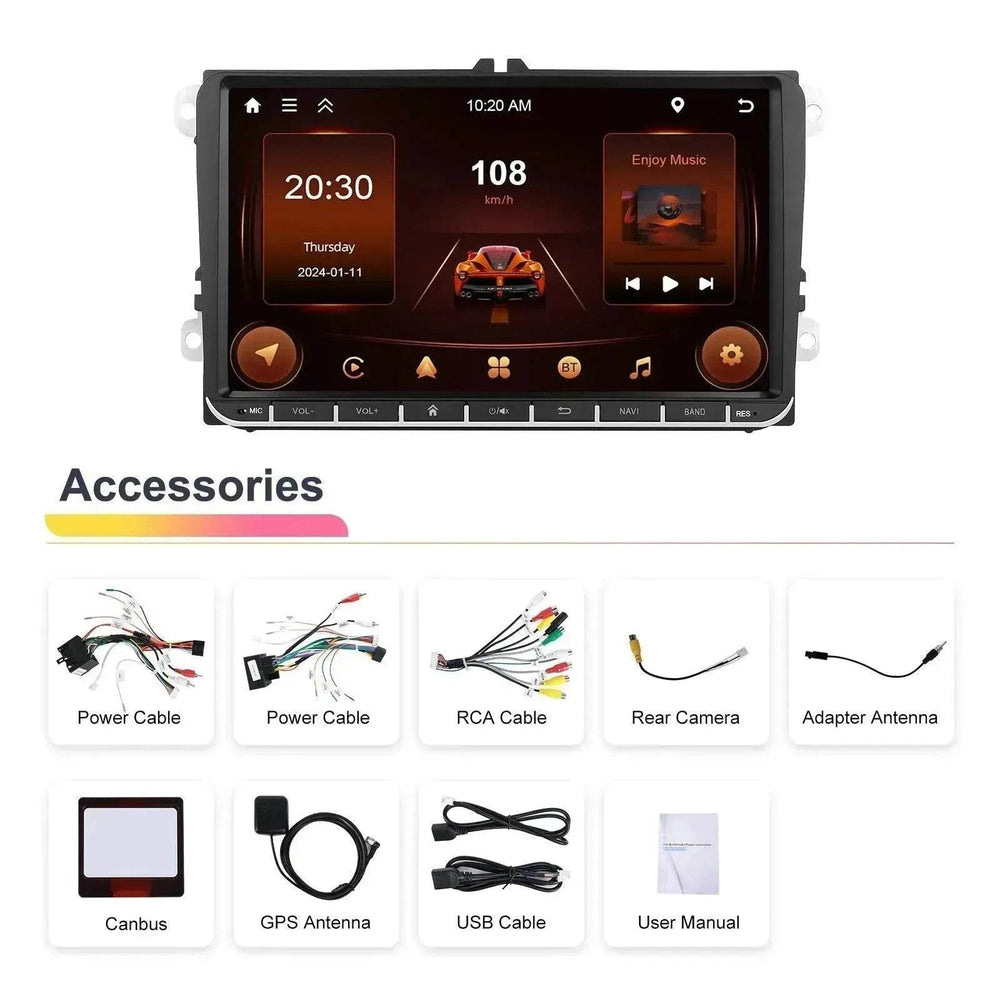 Smart All-in-one car Navigation player 2 64 Central Car Control, GPS, Phone-mirror link, Music Player, Rear View Camera, Global Weather Display, FM/RDS Radio, Driving Recorder Built-in wifi Connection - EX-STOCK Canada