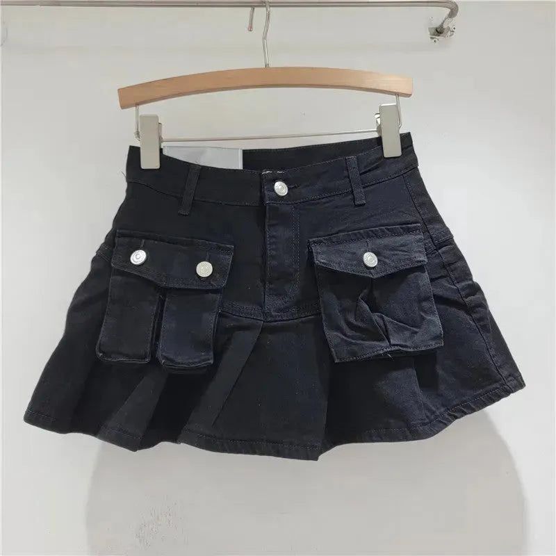 Fashion Personality Denim Little Short Mini Jeans flared Skirt - EX-STOCK CANADA