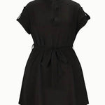 V-neck Short Sleeve Dress With Belt Summer Fashion Bowknot Dresses For Women Clothing - EX-STOCK Canada