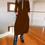 Autumn And Winter New All-matching Solid Color Loose Round-neck Long-sleeved Dress Women - EX-STOCK Canada