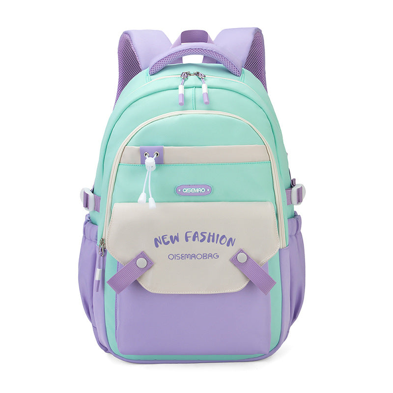 New Student Schoolbag Colorful Contrast Color Schoolbag EX-STOCK