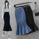 High Waisted Fish tail Mermaid Denim Midi Skirt - EX-STOCK Canada