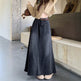 Spring And Autumn Women's Retro Washed Frayed Edges High Waist maxi Denim Skirt - EX-STOCK Canada