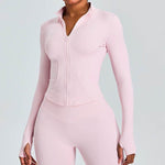 Autumn Winter Long Sleeve Zipper Slim fit Workout Top for women - EX-STOCK Canada
