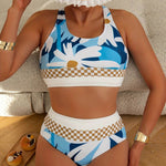 Plus Size Split Swimsuit Printed Zipper Bikini Swimsuit - EX-STOCK Canada