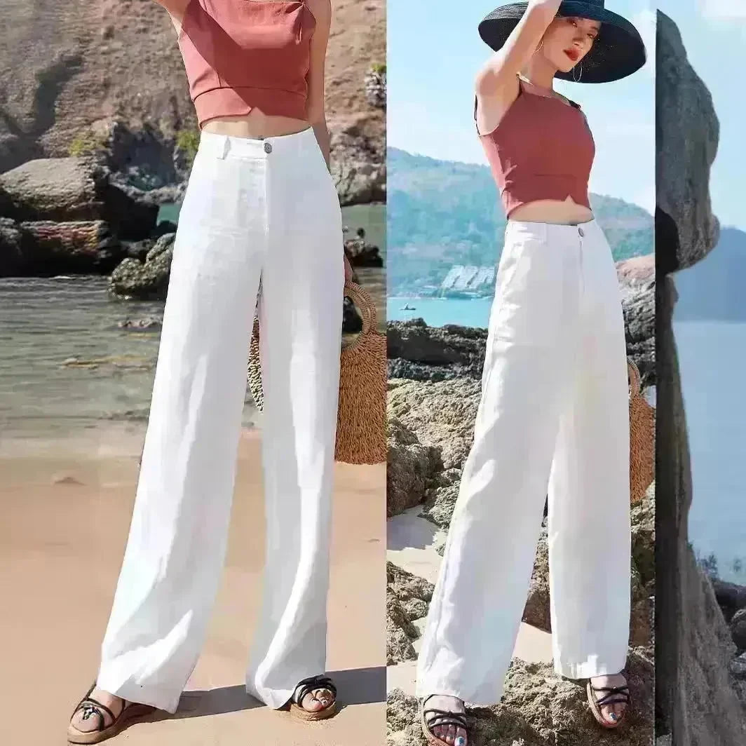 Fashion Summer Casual High waist plain trouser Pants For Women - EX-STOCK CANADA
