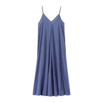 Elegant Women’s Summer Maxi Dress Casual Spaghetti Straps Solid V-Neck Cami Backless Dresses - EX-STOCK CANADA