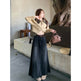 Spring And Autumn Women's Retro Washed Frayed Edges High Waist maxi Denim Skirt - EX-STOCK Canada