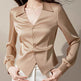 V-neck Long Sleeve Waist Trimming Shirt Women - EX-STOCK Canada