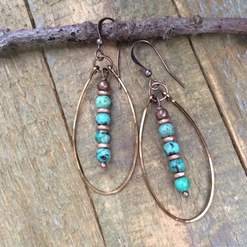 Turquoise Beaded Bohemian Vintage Earrings - EX-STOCK Canada