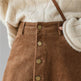 Retro Button A-line Fashion flared Corduroy Midi Skirt - EX-STOCK Canada