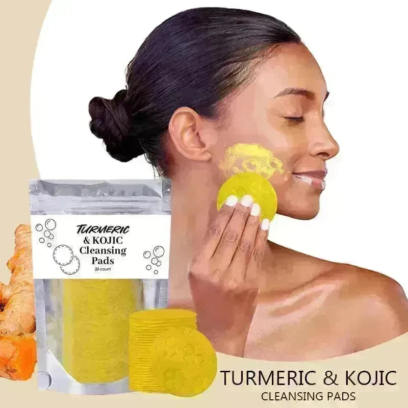 Turmeric and Kojic Exfoliating Cleansing Pads Compressed Facial Sponges Skin Exfoliator For Face Clogged Pores Excess Oil Cleansing - EX-STOCK CANADA