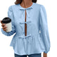 Casual Loose Lantern sleeve Buckle blouse Top For Women - EX-STOCK CANADA