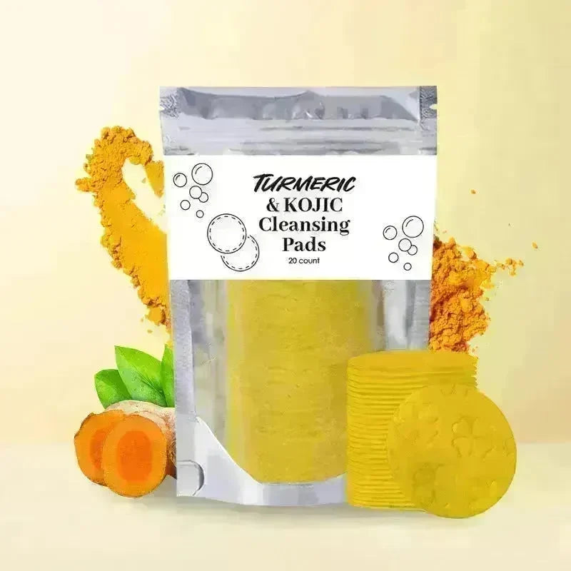 Turmeric and Kojic Exfoliating Cleansing Pads Compressed Facial Sponges Skin Exfoliator For Face Clogged Pores Excess Oil Cleansing - EX-STOCK CANADA