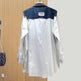 Spring and Autumn Loose Casual Denim Splicing Shirt Women's Mid-Length Fake Two-Piece Vest Jacket - EX-STOCK CANADA