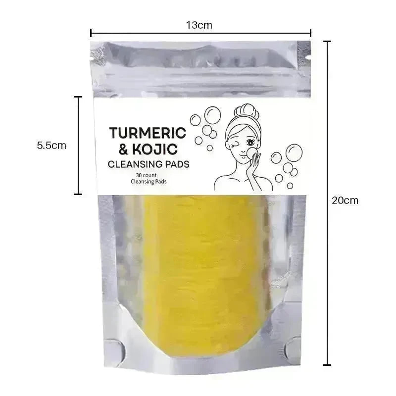 Turmeric and Kojic Exfoliating Cleansing Pads Compressed Facial Sponges Skin Exfoliator For Face Clogged Pores Excess Oil Cleansing - EX-STOCK CANADA