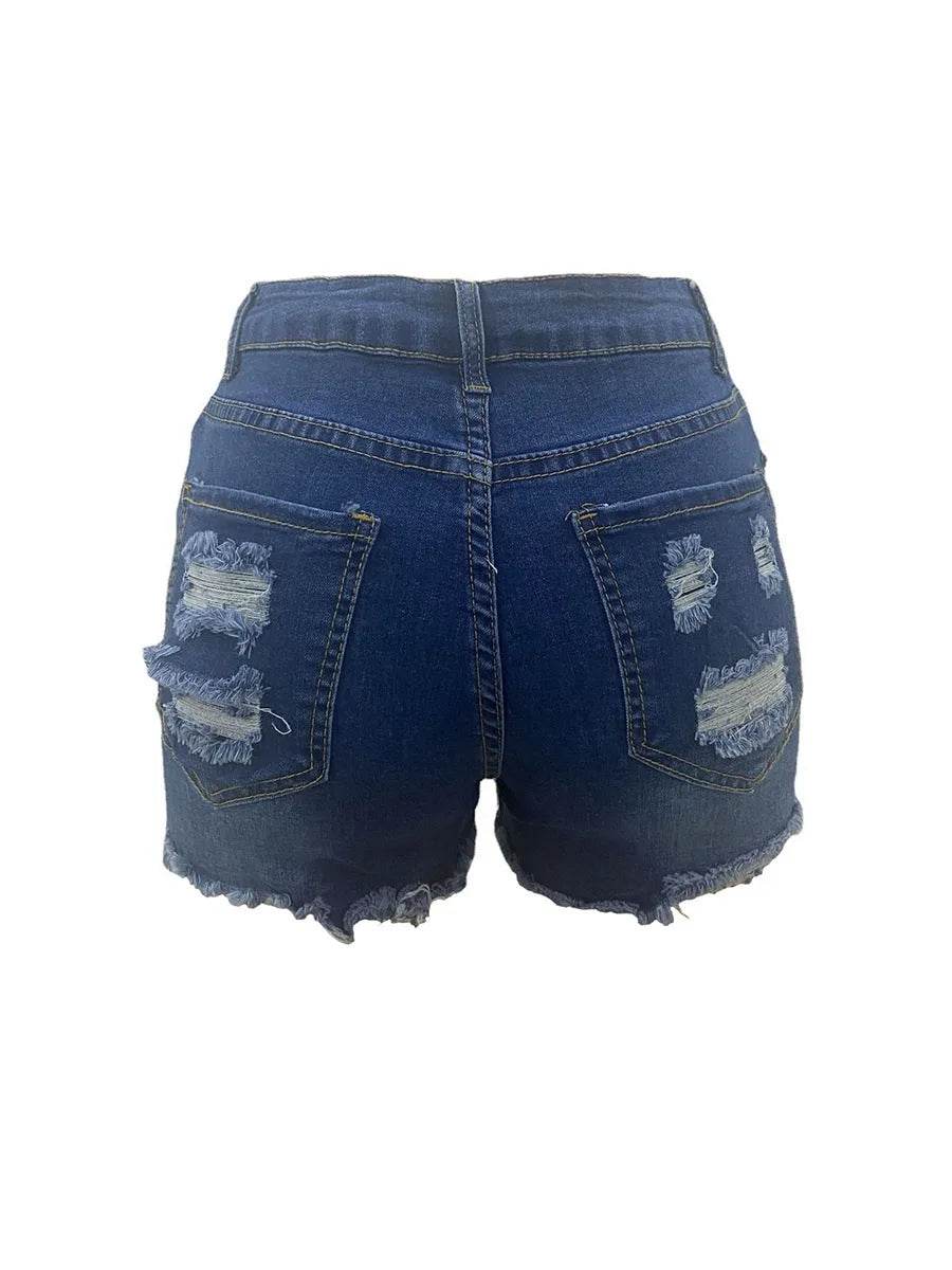 High Elastic Ripped Jeans Denim Shorts For Women - EX-STOCK Canada