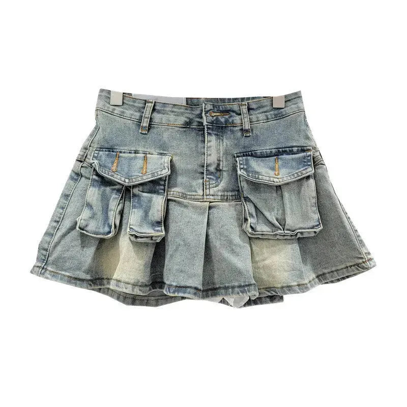 Fashion Personality Denim Little Short Mini Jeans flared Skirt - EX-STOCK CANADA