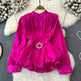 Elegant Luxury French Style High-grade waist belt lantern sleeve Niche Blouse top for Women - EX-STOCK CANADA