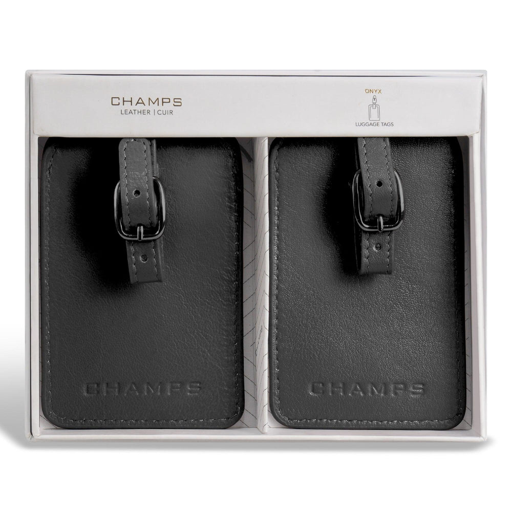 Onyx / Leather Luggage Tags EX-STOCK Canada 