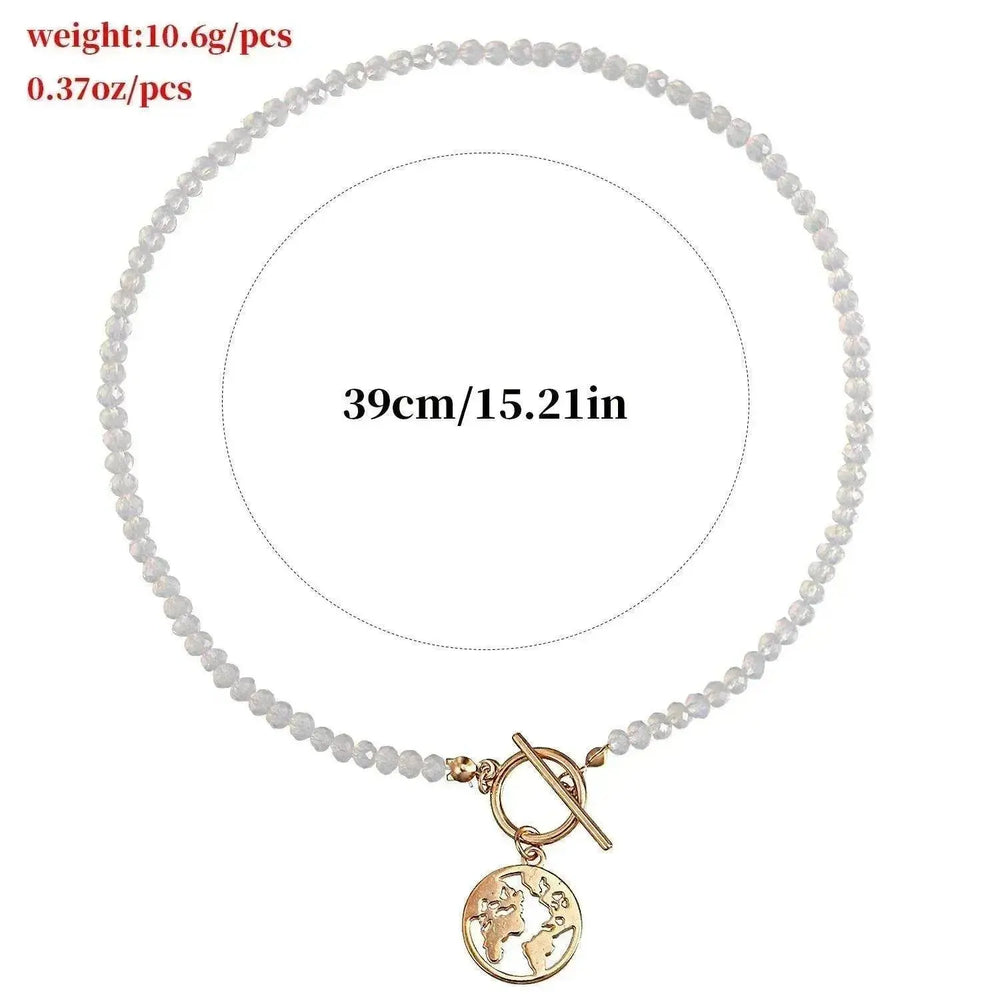 OT Buckle World Map Plate-shaped Pendant Necklace For Women - EX-STOCK Canada