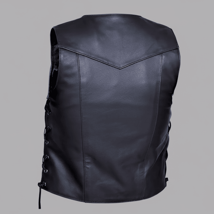 Open Road Men's 10 Pocket Leather Vest 