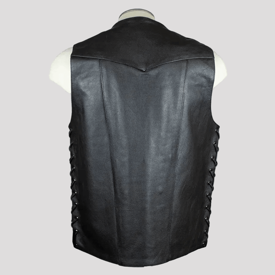 Open Road Men's 10 Pocket Leather Vest 