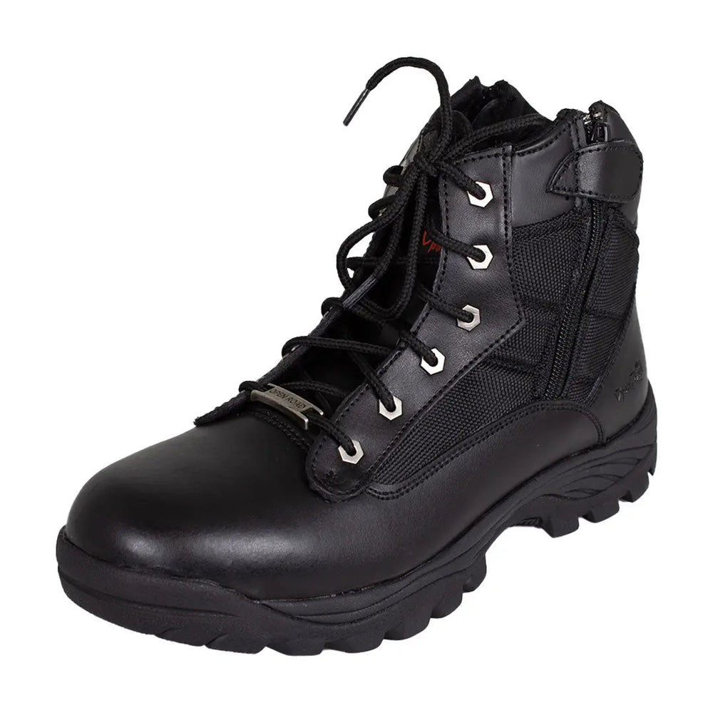 Botas tácticas de cuero negro para hombre Open Road con cordones y cremalleras lateralesEX-STOCK Canada 