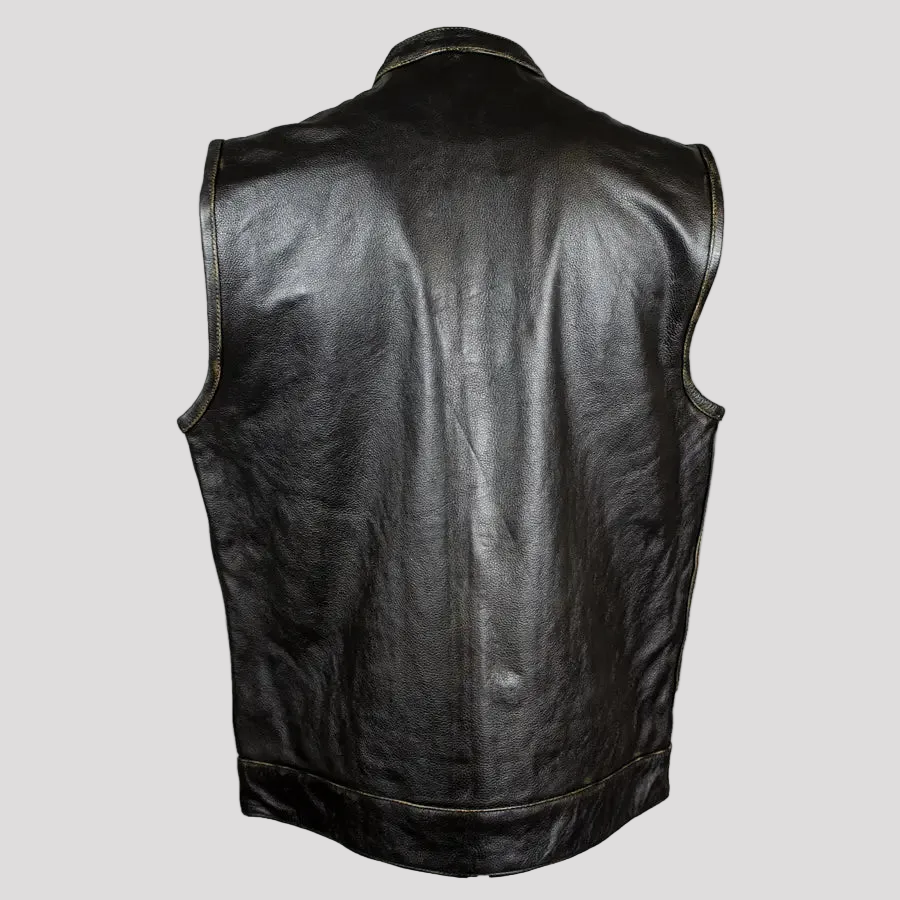 Open Road Men's Distressed Leather Club Vest 